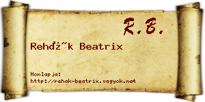 Rehák Beatrix névjegykártya