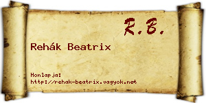 Rehák Beatrix névjegykártya